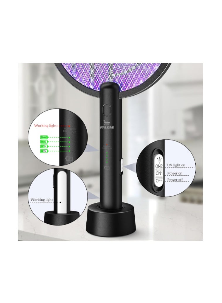 PALONE Electric Fly Swatter, Mosquito Swatter USB Bug Zapper Rechargeable Fly Zapper Racket, Handy Fly Killer Racket, Mosquito And Wasp Killer, Insect Killer for Indoor and Outdoor - Image 3