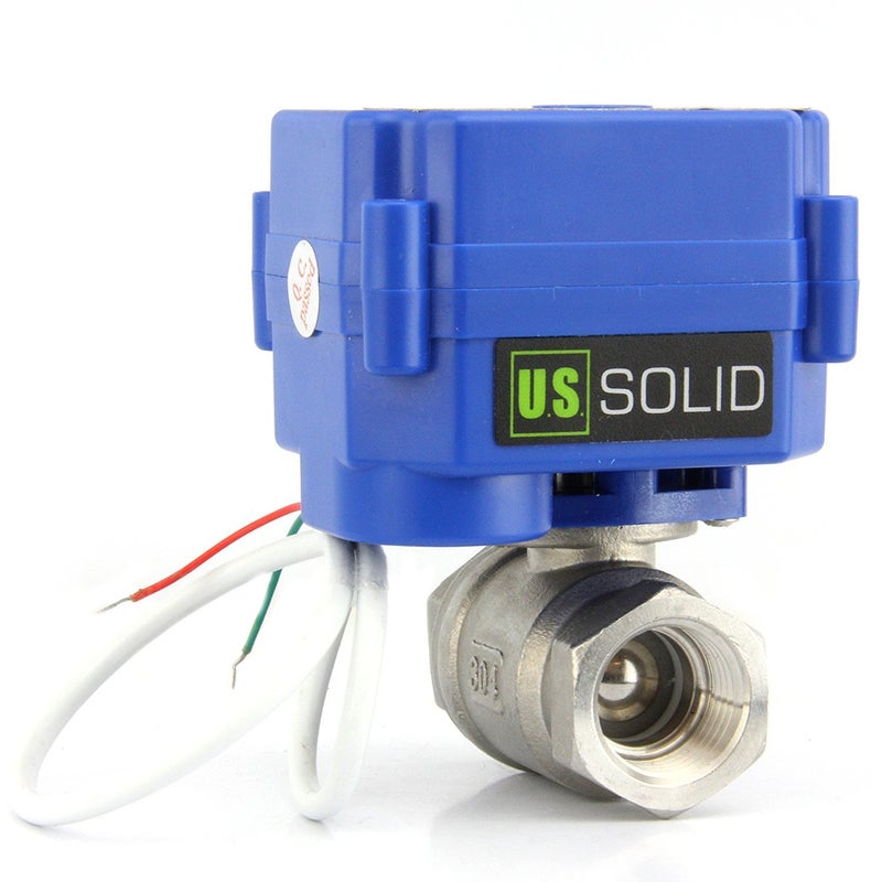 U.S. Solid 3/4" Motorized Ball Valve Stainless Steel Electrical Ball Valve, 9-24V AC/DC, 2 Wire Auto Return Setup - Image 1