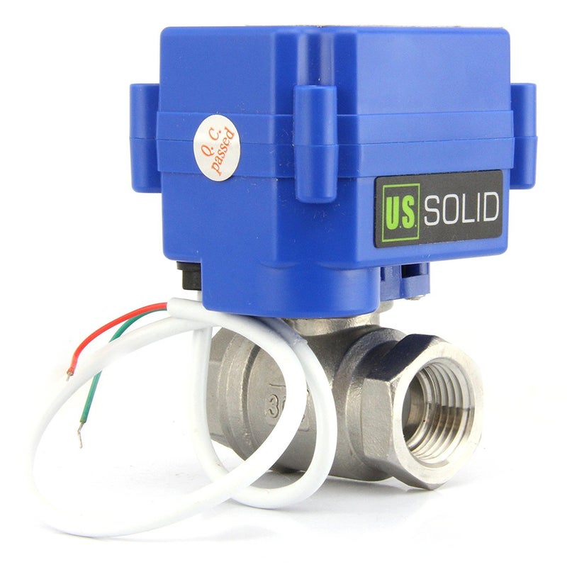 U.S. Solid 3/4" Motorized Ball Valve Stainless Steel Electrical Ball Valve, 9-24V AC/DC, 2 Wire Auto Return Setup - Image 2