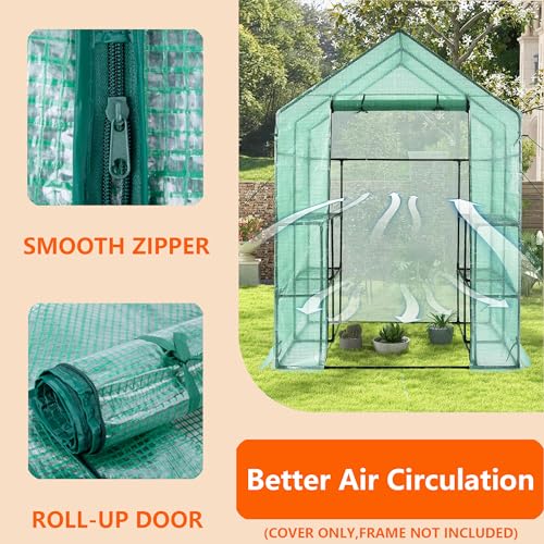 TENTOPMIC Greenhouse Replacement Cover, 56×56×76 Inch PE Walk-in Greenhouse Cover for Gardening Plants w/Roll-Up Zipper Door, Waterproof Frost Protection Wind Rain Proof, Easy Assembly (No Frames Include) - Image 3