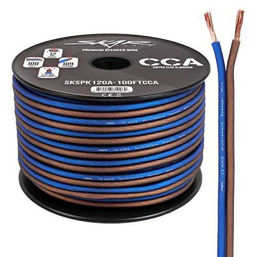 Skar Audio 12 Gauge AWG Audio Speaker Wire - 100 Feet (Blue/Brown) - Image 1