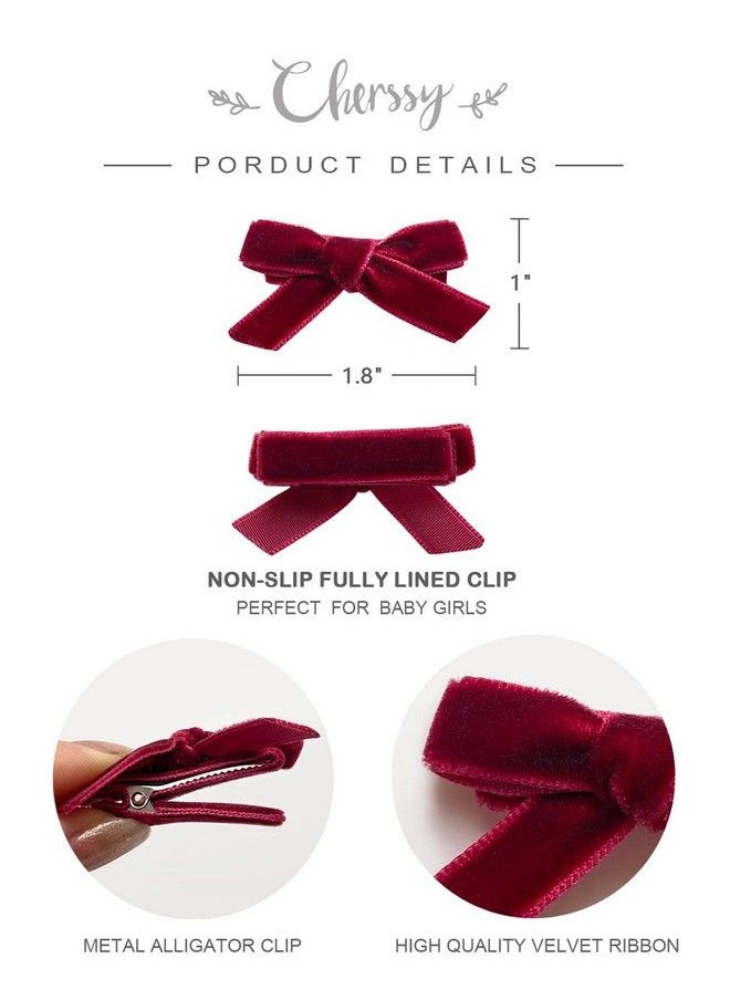 Cherssy - Velvet Baby Hair Clips 20Pcs Boutique Mini Bows Barrettes Fully Lined Hair Alligator Clips For Infant Toddler Baby Girl Fine Hair By Cherssy - Image 1