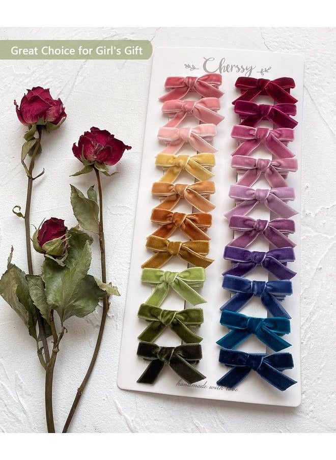 Cherssy - Velvet Baby Hair Clips 20Pcs Boutique Mini Bows Barrettes Fully Lined Hair Alligator Clips For Infant Toddler Baby Girl Fine Hair By Cherssy - Image 1