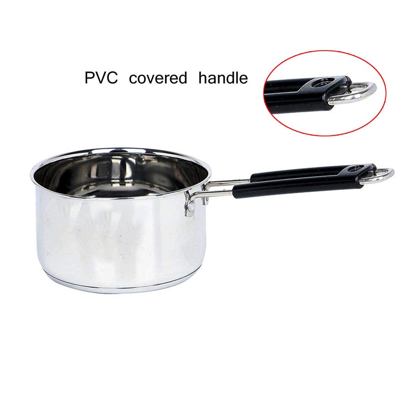 Dharam Paul Traders Stainless Steel Saucepan 1.5 Liter Induction Base with Handle Sandwich Bottom Milk and Tea Pan - Image 3