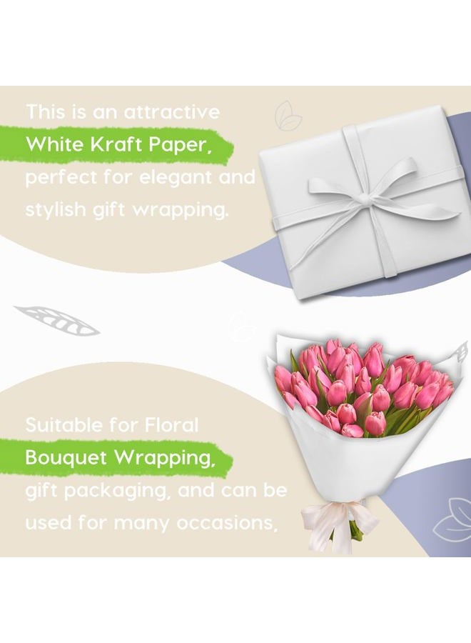 PH PERKHOMY PerkHomy 24" x 2,400" (200') White Kraft Paper Roll for Craft Bulletin Board Paper Art Table Covering Crafting Gift Wrapping Bouquet Packing Parcel 80GSM 55LB (White, 24" x 200') - Image 3