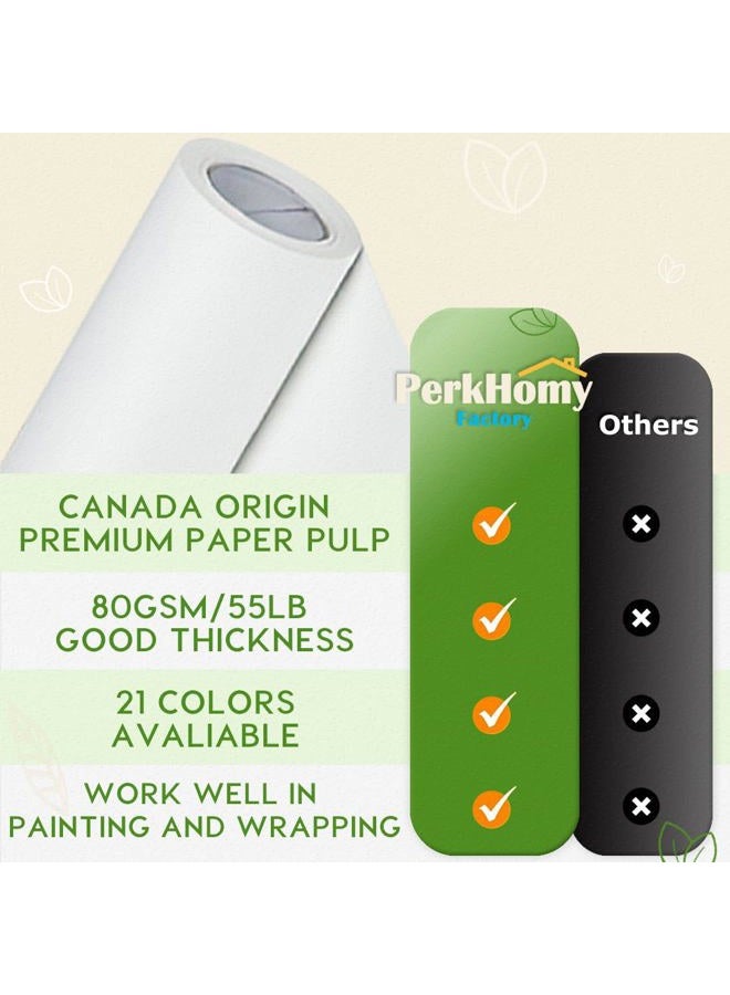 PH PERKHOMY PerkHomy 24" x 2,400" (200') White Kraft Paper Roll for Craft Bulletin Board Paper Art Table Covering Crafting Gift Wrapping Bouquet Packing Parcel 80GSM 55LB (White, 24" x 200') - Image 2