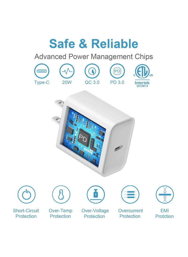 عام 2-Pack USB C Wall Charger 20W PD Adapter with 6FT USB C to Lightning Cable Compatible iPhone 13/13 Pro Max/12/12 Mini/Pro/11/XS - Image 2