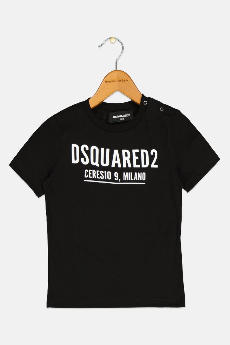 DSQUARED2 Toddlers Boy Crew Neck Short Sleeve Brand Logo T-Shirt, Black - Image 1