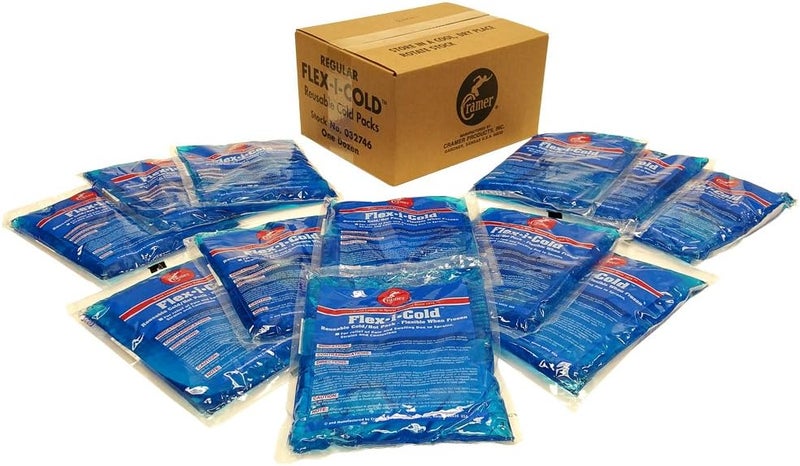 Cramer Cramer Flex-I-Cold Pack for Sports Teams, Trainers, and Everyday Use, Flexible Ice Pack, Instant Pain Relief, Manage Swelling, Soothing Cold Relief, First Aid Treatment, Pack of 12