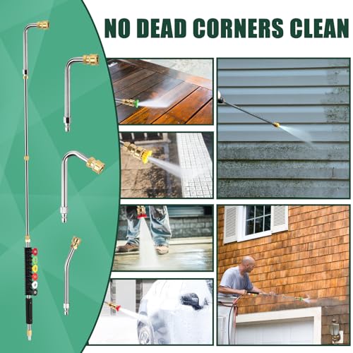 9TH SHOP Pressure Washer Extension Wand Kit, Power Washer Extension Wand, Pressure Washer Lance Attachment with Spray Nozzle Tips,30°,90°,120° Curved Rod, 1/4’’Quick Connect, 4000 PSI - Image 5