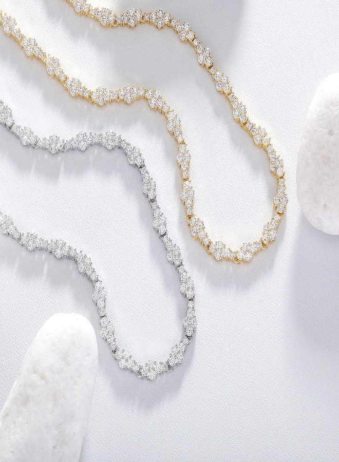 توب جريلز قلادة تنس من توب جريلز للنساء، سلسلة شوكر مطلية بالذهب عيار 14 قيراط، سلسلة تنس مرصعة بالألماس الرقيق 5 مم، طولها من 16 إلى 24 بوصة، مجوهرات ذهبية (فضية، 22 بوصة) - Image 3