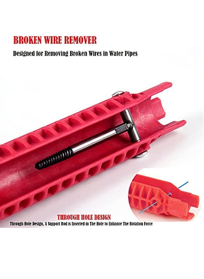 BASIN 8-in-1 Multifunctional Sink Wrench, Faucet and Pipe Installation Tool, Multifunctional Wrench,Faucet And Sink Installer Red Multifunctional Wrench Plumbing Tool Plumbing Repair Installation Hand Tools Change Faucet Tool,Plumbing Repair Wrench for Toilet/Sink/Bathroom/Kitchen Pipe Installation and Maintenance(Red) - Image 5