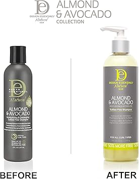 Design Essentials شامبو ديساين إسينشالز الطبيعي باللوز والأفوكادو المرطب والمزيل للتشابك خالي من الكبريتات 12 أونصة - Image 5