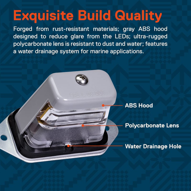 ONLINE LED STORE TRUE MODS Gray LED License Plate Boat Trailer Light [Surface Mount] [DOT FMVSS 108] [SAE L] [Waterproof] [12V DC] Universal Submersible Tag Lamp for Auto Work Utility Flatbed Dump Box Semi Truck RV - Image 5