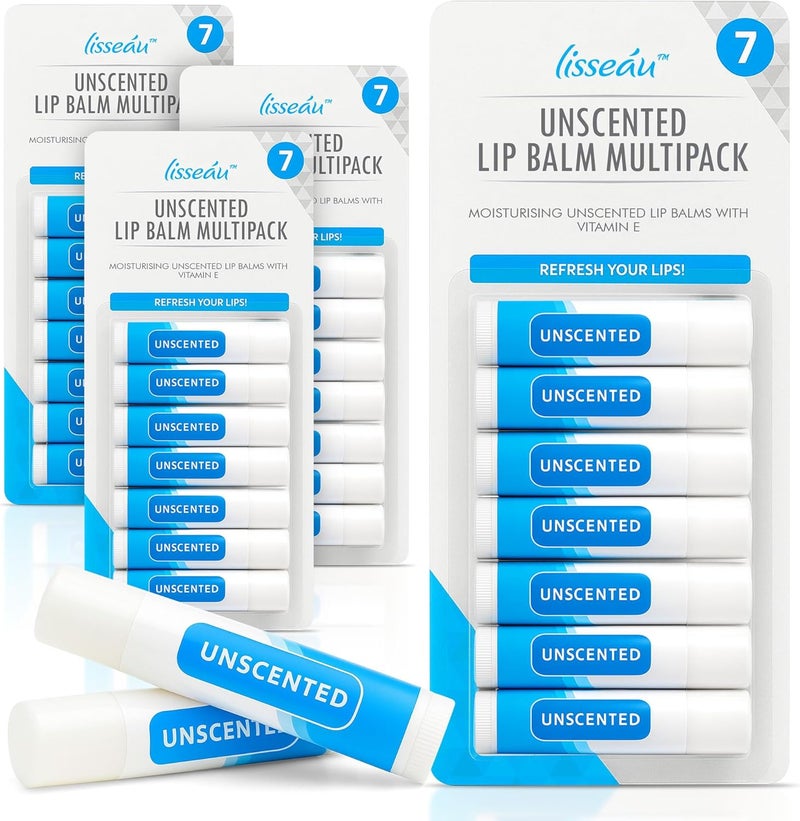 SOL 28pk Unscented Lip Balm Multipack Moisturiser Hydrating Lipbalm Repair for Dry Chapped Lips With Vitamin E LongLasting Lip Care Sticks for Home Office or OntheGo Use