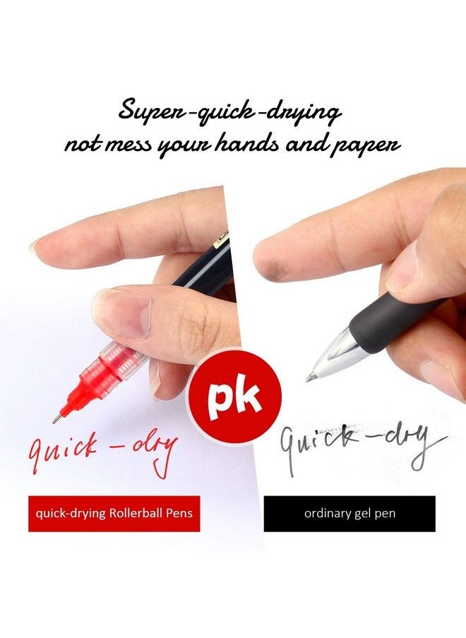 Frienda - 12 Pieces Rolling Ball Pens Quickdrying Ink 0.5 Mm Extra Fine Point Pens Liquid Ink Pen Rollerball Pens (Black And Red) - Image 1