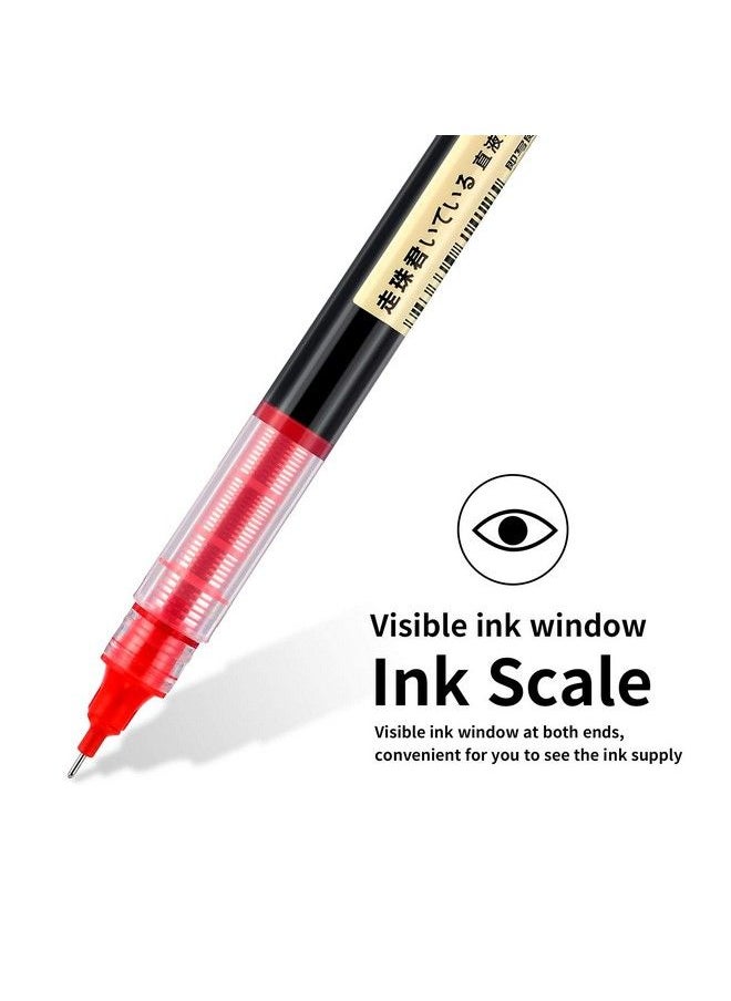 Frienda - 12 Pieces Rolling Ball Pens Quickdrying Ink 0.5 Mm Extra Fine Point Pens Liquid Ink Pen Rollerball Pens (Black And Red) - Image 1