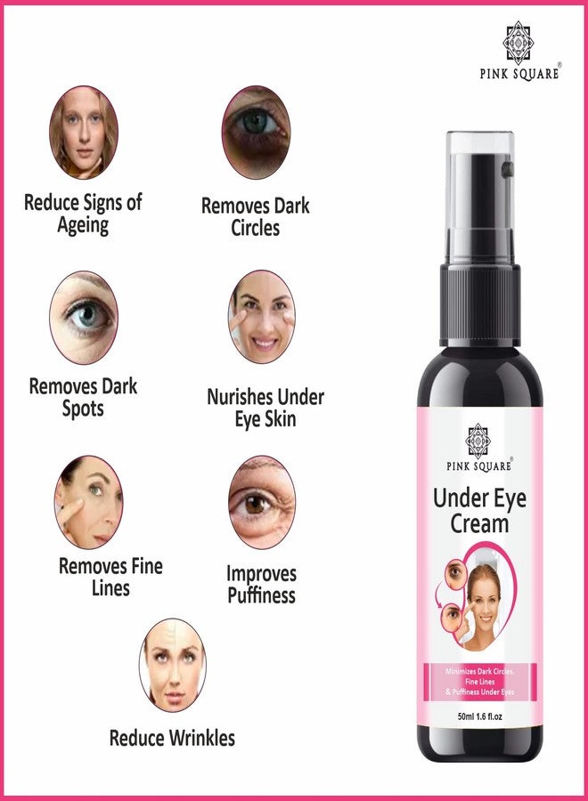Pink Square Nourishing Under Eye Cream for Dark Circles, Eye Puffiness, Fine Lines & Wrinkles with Green Tea & Carrot Seed -for Men & Women Pack of 4 of 50ML - Image 5