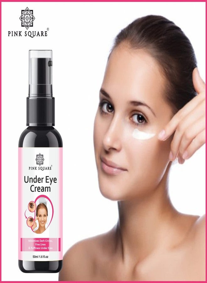 Pink Square Nourishing Under Eye Cream for Dark Circles, Eye Puffiness, Fine Lines & Wrinkles with Green Tea & Carrot Seed -for Men & Women Pack of 4 of 50ML - Image 3