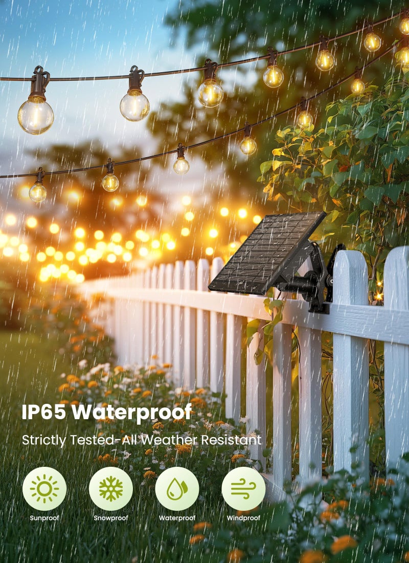 Brightown 58FT Solar String Lights Outdoor with Remote Cable Ties and Hooks, Commercial Grade Patio Lights with 26 LED Shatterproof Bulbs, 3 Light Modes Hanging Light for Backyard Party Decor - Image 3