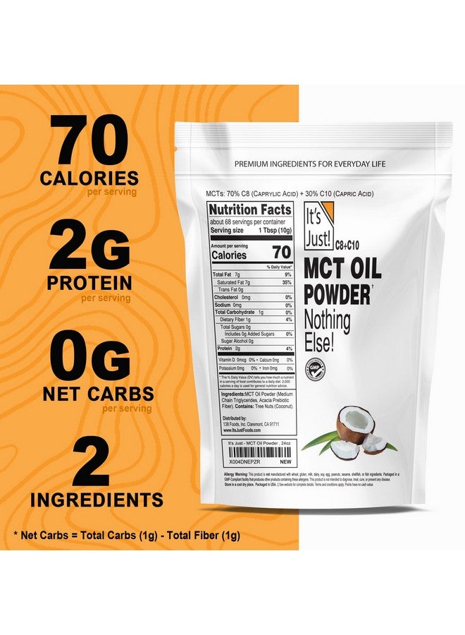 It's Just! It's Just - MCT Oil Powder w/Prebiotic Fiber (1.5lbs) 70% C8 + 30% C10, Fast Fuel for Body & Brain Health, Keto Coffee Creamer, Non-GMO, 24oz - Image 3