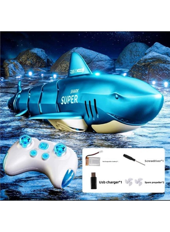 Water Remote Control Mechanical Python Rechargeable Water Remote Control Boat Electric Real Shark Python Model Children's Toys-Color:Simulated Blue - Fully Waterproof Upgraded Waterproof Remote Control + Headlight-Specifications:A Total Of About 30 Minutes Of Use  - Image 1