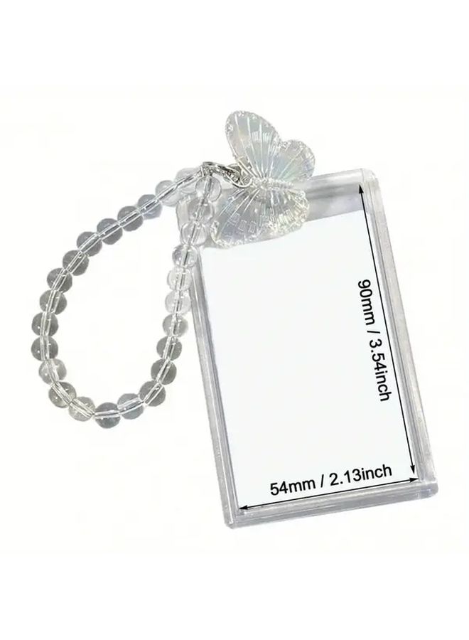 1pc Crystal Clear Card Protector with Sliding Design Waterproof ID Credit Card Holder Butterfly Pendant Keychain Accessory Model B - Image 3