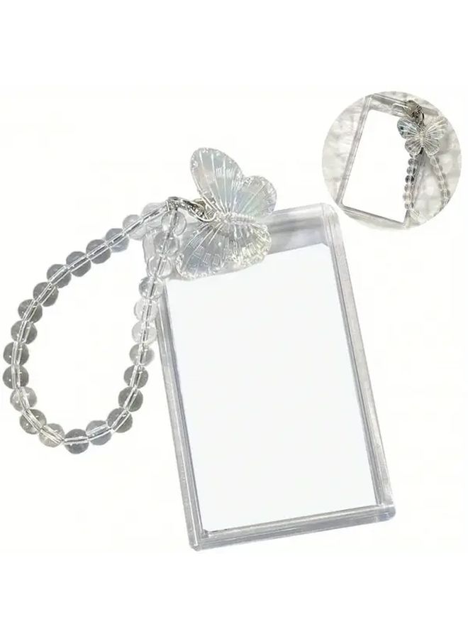 1pc Crystal Clear Card Protector with Sliding Design Waterproof ID Credit Card Holder Butterfly Pendant Keychain Accessory Model B - Image 2