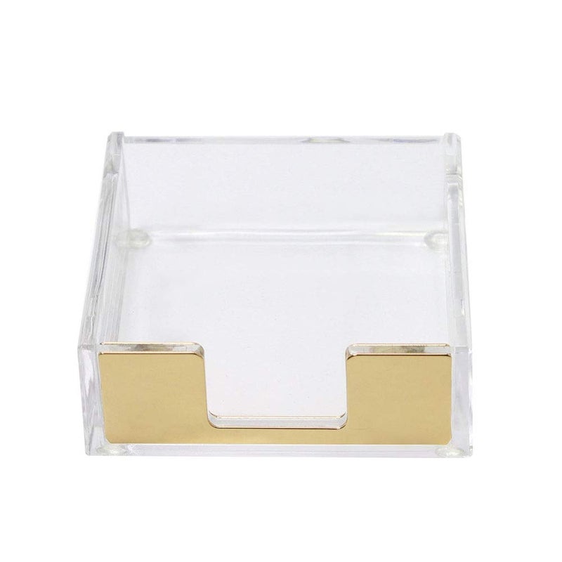 MultiBey Sticky Notes Memo Pad Holder Dispenser Rose Gold with Clear Desk Supplies Organizer Accessories for Office Home Schools (Gold) - Image 1