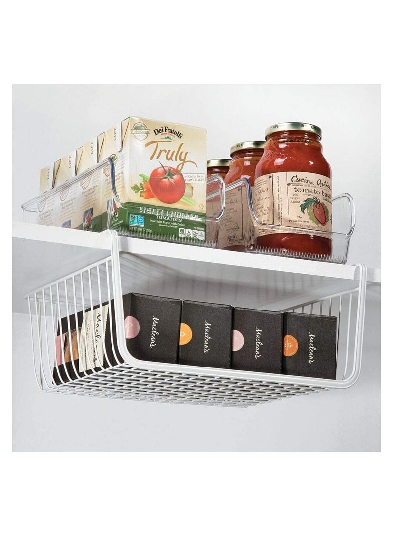 2 Pack Household Metal Under Shelf Hanging Storage Bin Basket with Open Front for Organizing Kitchen Cabinets, Cupboards, Pantries, Shelves - Image 3