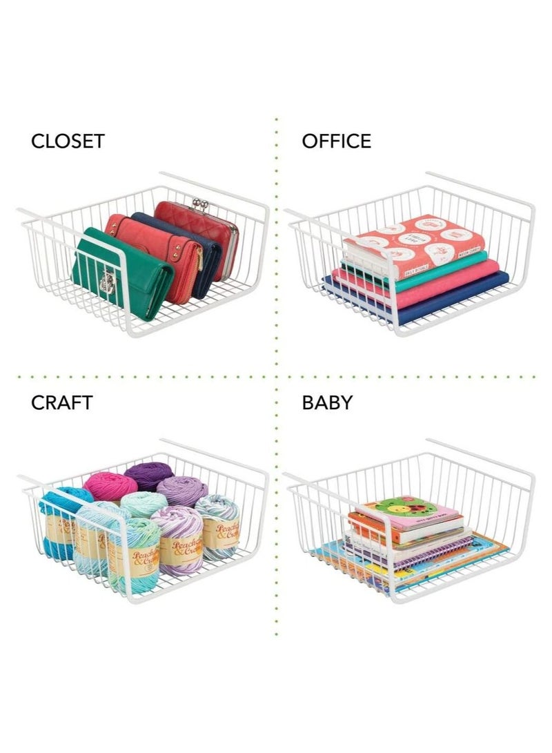 2 Pack Household Metal Under Shelf Hanging Storage Bin Basket with Open Front for Organizing Kitchen Cabinets, Cupboards, Pantries, Shelves - Image 5