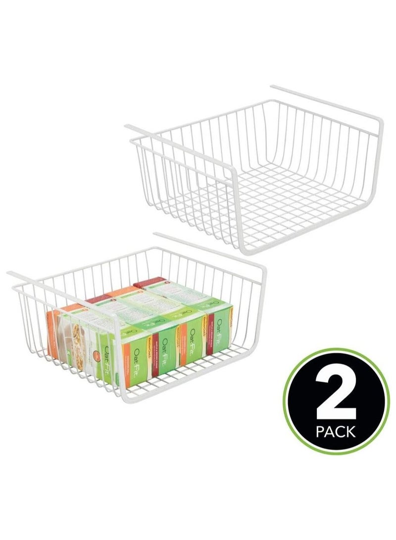 2 Pack Household Metal Under Shelf Hanging Storage Bin Basket with Open Front for Organizing Kitchen Cabinets, Cupboards, Pantries, Shelves - Image 4