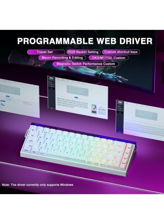 AULA Hero 68HE Gaming Keyboard, 60% Rapid Trigger Mechanical Gaming Keyboard Hall Effect Magnetic Switch with 8000 Hz Polling Rate, Side Printed PBT Keycaps, RGB Backlit Light Box, Customizable Web Software for PC/Mac Gamers,WHITE Contour Engrave - Image 5