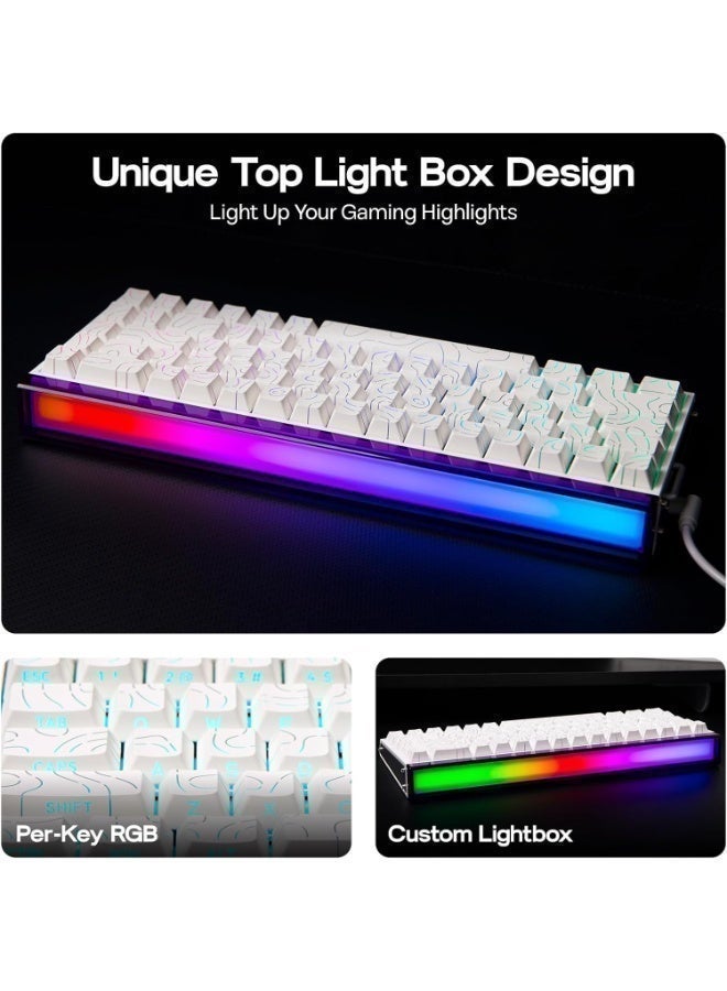 AULA Hero 68HE Gaming Keyboard, 60% Rapid Trigger Mechanical Gaming Keyboard Hall Effect Magnetic Switch with 8000 Hz Polling Rate, Side Printed PBT Keycaps, RGB Backlit Light Box, Customizable Web Software for PC/Mac Gamers,WHITE Contour Engrave - Image 4