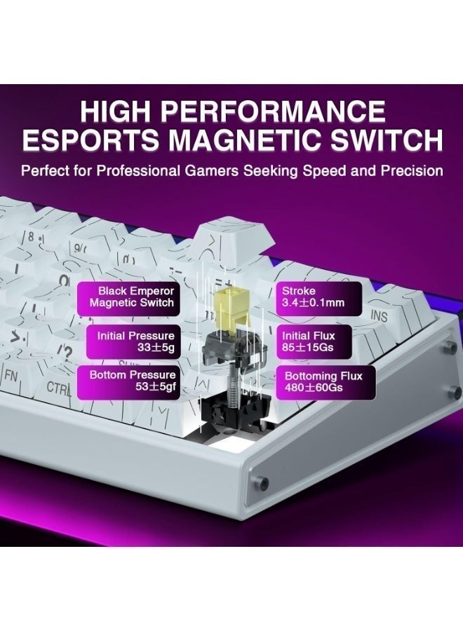 AULA Hero 68HE Gaming Keyboard, 60% Rapid Trigger Mechanical Gaming Keyboard Hall Effect Magnetic Switch with 8000 Hz Polling Rate, Side Printed PBT Keycaps, RGB Backlit Light Box, Customizable Web Software for PC/Mac Gamers,WHITE Contour Engrave - Image 3