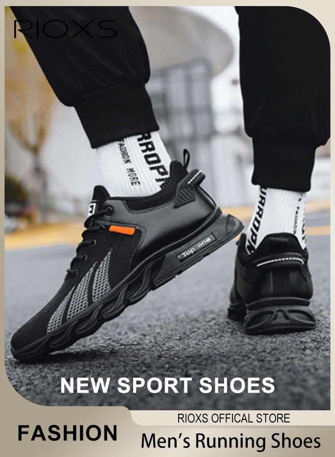 RIOXS Men's Trainers, Fashion Running Shoes For Men, Casual Athletic Workout Sneakers, Breathable Sports Shoes, Non Slip Sneakers For Jogging Walking Hiking, Tennis Basketball Fitness Shoes, Mens Athlesiure Trainers  - Image 1