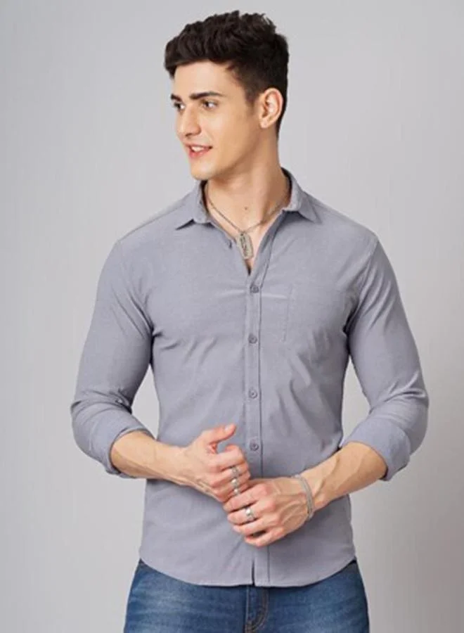 Take Two Men Grey Slim Fit Casual Shirt By HardSoda