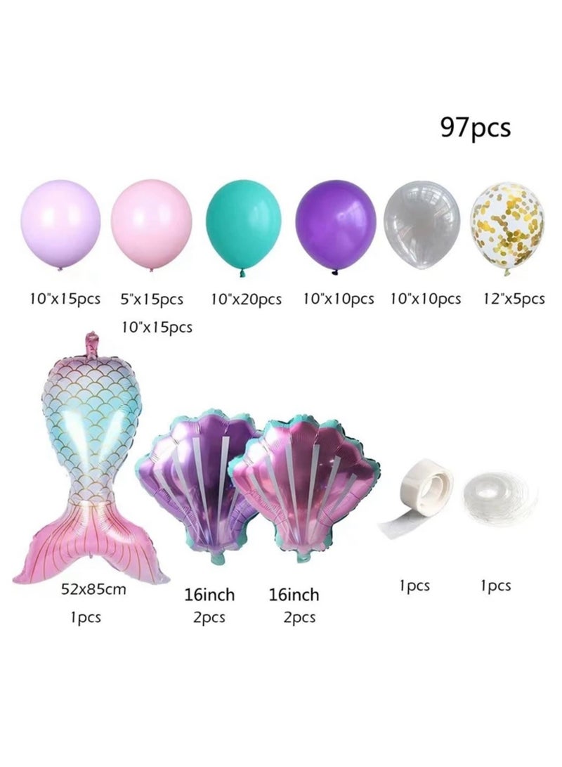 Gorgeous Pink Mermaid Theme Kids Birthday Party Balloon Set - Image 4
