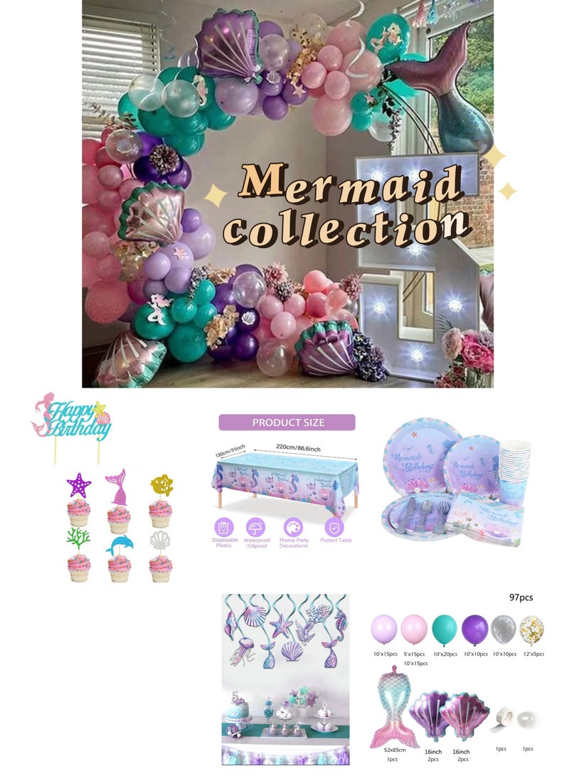 Gorgeous Pink Mermaid Theme Kids Birthday Party Balloon Set - Image 1