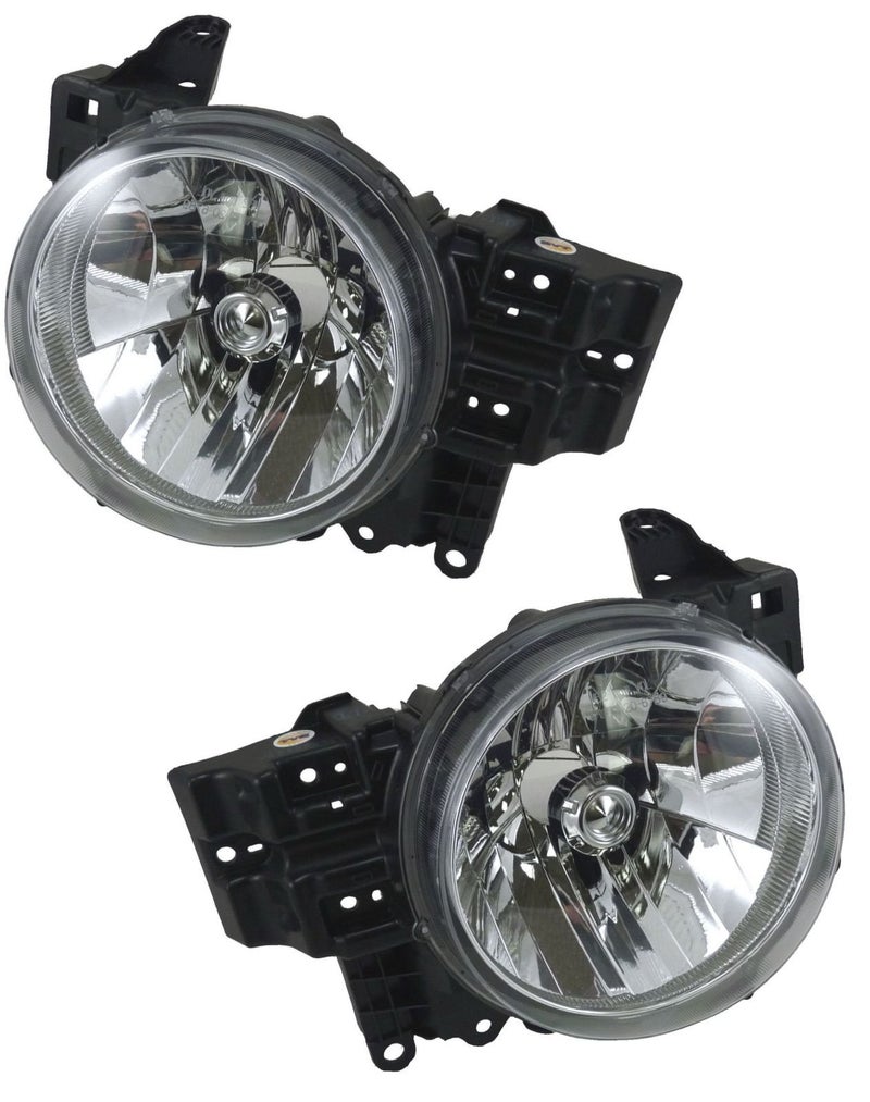 TRQ 2 Piece Headlight Assembly Set Chrome Bezel Driver & Passenger Side Compatible with Toyota FJ Cruiser 2007-2014 TO2502173 TO2503173 8107035445 8114035465 - Image 1