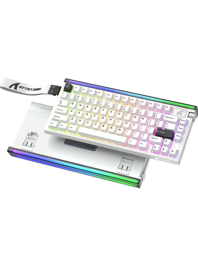 Attack Shark R85 HE Wired 75% Hall Effect Rapid Trigger Mechanical RGB Gaming Keyboard with 8K Polling,0.05mm RT Accuracy,0.08MS Latency,Magnetic Switch,5 Layer Sound Damped,Driver for PC(Star White) - Image 1