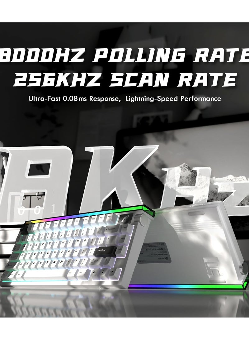 Attack Shark R85 HE Wired 75% Hall Effect Rapid Trigger Mechanical RGB Gaming Keyboard with 8K Polling,0.05mm RT Accuracy,0.08MS Latency,Magnetic Switch,5 Layer Sound Damped,Driver for PC(Star White) - Image 3