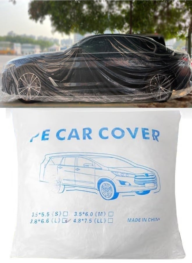 Disposable Car Cover Clear Plastic Car Cover Outdoor Universal Rain Dust Garage Cover with Elastic Band - Image 3