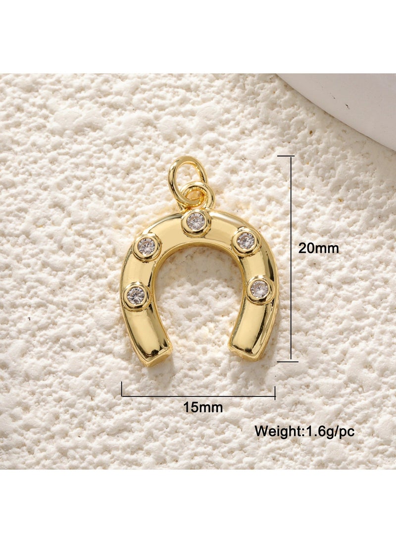 Generic Elegant Horseshoe Pendant Necklace U-Shape Bracelet Charm DIY Jewelry Copper Gold-Plated zircon horseshoe 