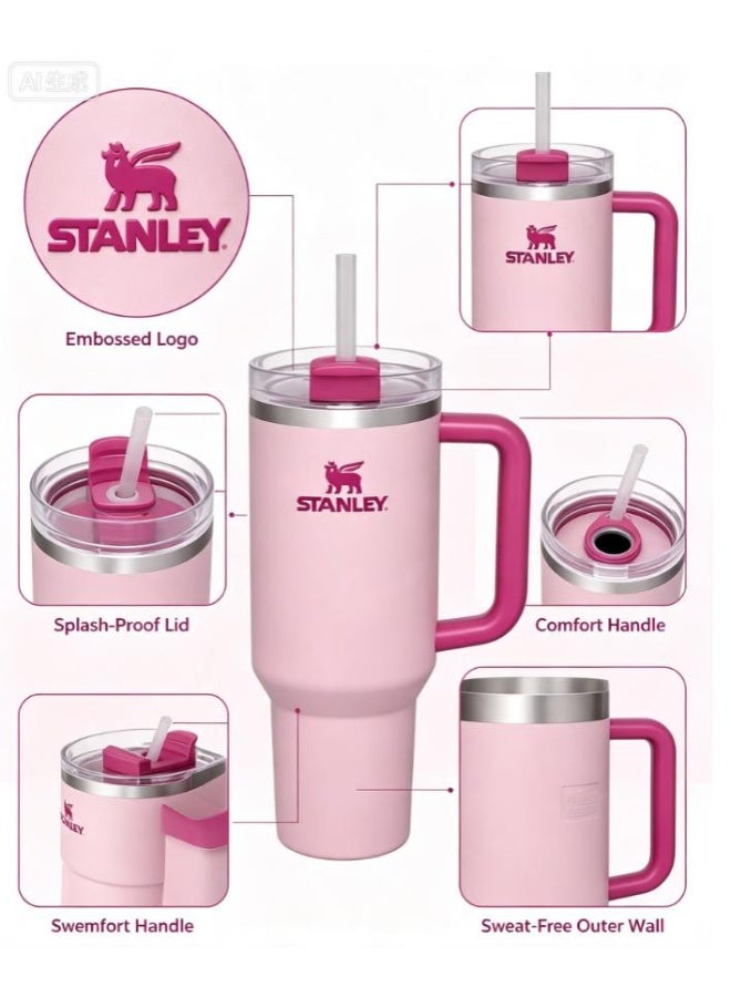 Stanley Quencher H2.0 FlowState Stainless Steel Vacuum Insulated Tumbler with Lid and Straw for Water, Iced Tea or Coffee, Smoothie and More, Flamingo Pink , 40 oz - Image 5