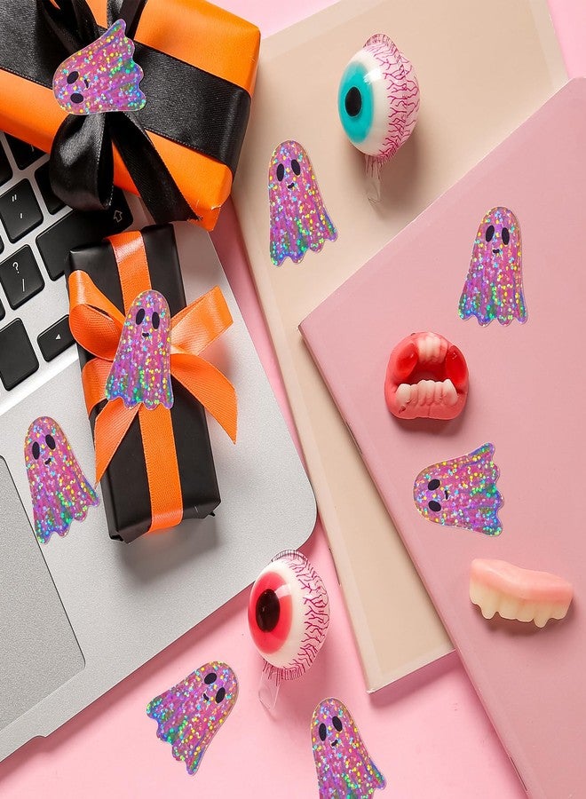 Whaline Halloween Ghost Stickers Roll Laser Pink Funny Ghost Seal Stickers Waterproof Self-Adhesive Decals for Envelope Journal Decor Birthday Baby Shower, 500 Pcs - Image 4