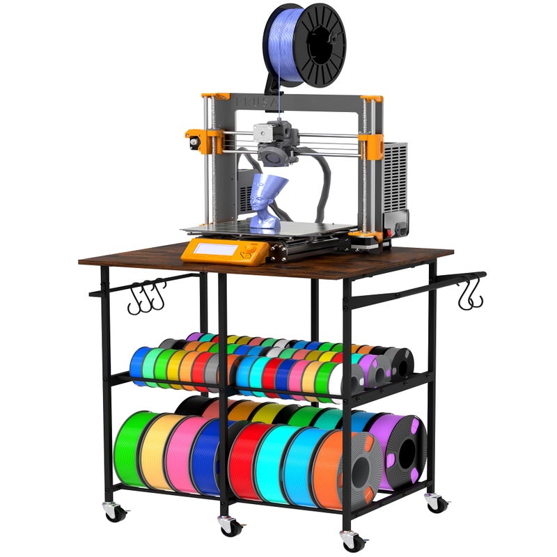 Alyoen 3D Printer Table with Filaments Storage, 360 Rolling Spool Holder with Wheels, Large Capacity 3D Printer Stand Filament Storage Rack for PLA/ABS/TPU, Filament Storage Rack for Workshop Studio Office - Image 1
