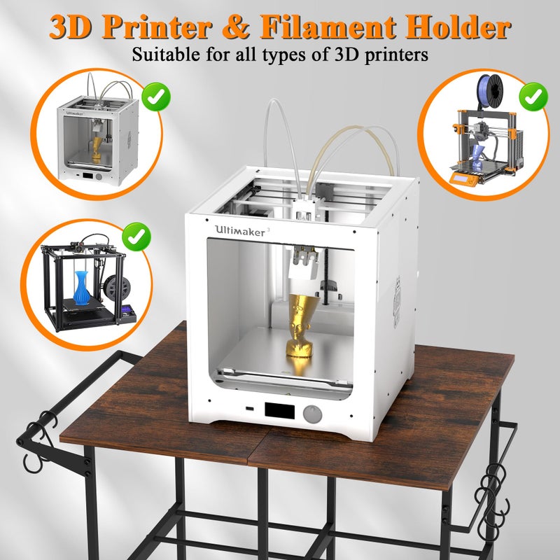 Alyoen 3D Printer Table with Filaments Storage, 360 Rolling Spool Holder with Wheels, Large Capacity 3D Printer Stand Filament Storage Rack for PLA/ABS/TPU, Filament Storage Rack for Workshop Studio Office - Image 2