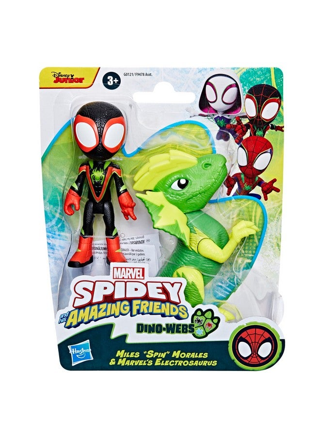 SPIDEY AND HIS AMAZING FRIENDS سبايدي وأصدقاؤه المذهلون مارفل دينو-ويبز، شخصيات الحركة مايلز سبين موراليس وإلكتروسور مارفل، ألعاب الأبطال الخارقين للأطفال من عمر 3 سنوات وما فوق - Image 2