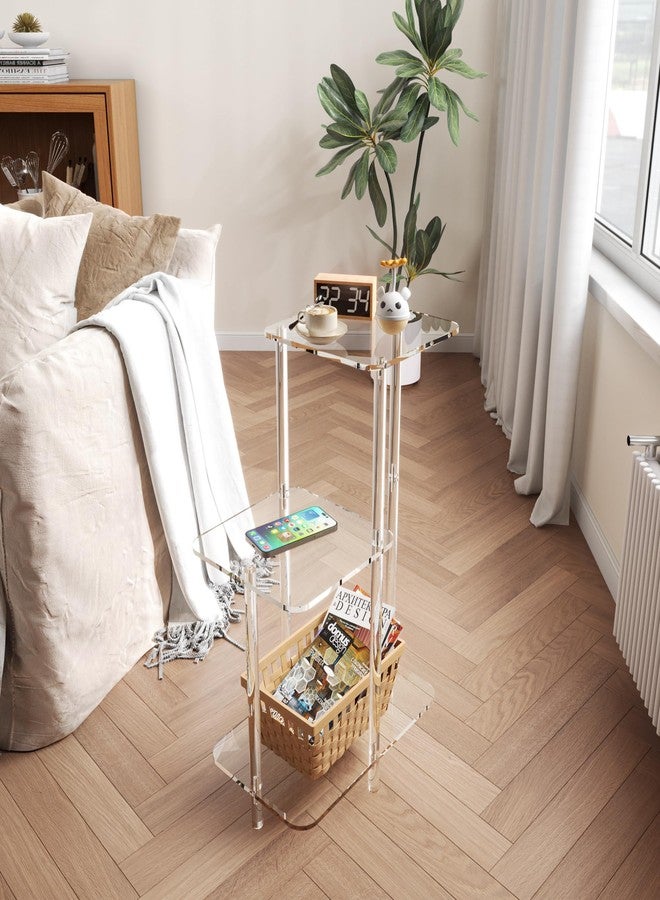 Eglaf Acrylic 3 Tiers Side Table - Square Step End Table - Clear Nightstand Small Bedside Table Accent Entryway Table, for Living Room, Bedroom, Hallway, 17'' L x 10'' W x 23.5'' H - Image 5